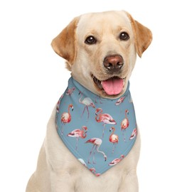 Flamingos Tropical Blue Dog Bandana Scarf Triangle Bibs Pet Accessories Cat Kerchief