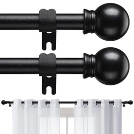 Barras de cortina negras para ventanas de 28 a 48 pulgadas, barra de cortina pequeña de 5/8 pulgadas para baño, salón y cocina (tamaño: 28-81 pulgadas)(Paquete de 2)