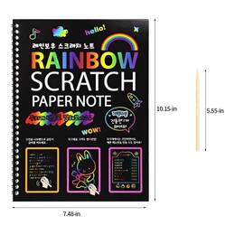 Scratch Art Books for Kids, Scratch Art Paper Rainbow Magic Scratch Art Note Books for Children, Colored Scratch Art Notebooks with Wooden Pen Children's Day Best Gifts
