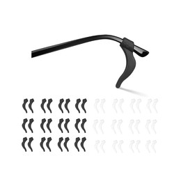 LDCREEE 24 Pairs Eyeglass Ear Grip, Anti-slip Eyeglass Holder, Premium Silicone Ear Hook, Eyeglass Temple Tips Sleeve Retainer for Glasses, Sunglasses （Black, Clear-24 Pairs）
