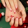 JUSTUSNX 24pcs Christmas Fake Nails Red Stripe False Nails Square
