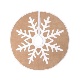 N&T NIETING Christmas Tree Skirt, 48 Inches Burlap White Large Snowflake Countryside Tree Skirt, for Holiday Xmas Decorations Indoor Outdoor