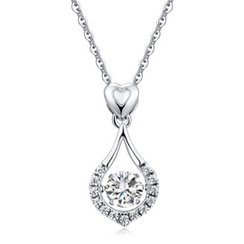 jiamiaoi Women's Necklace Heart Silver 925 Rose Pendant Chain Rose Flower Necklace with Cross, Leaf, Snowflake Pendant, Tree Pendant Saint Christopher Necklace Silver Men Women, Cubic Zirconia