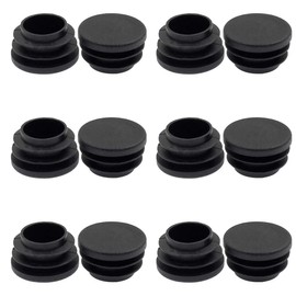 Suiwotin 12PCS 25mm (1 Inch) Round Plastic Plug, Round Black Plastic End Cap, Pipe Tubing End Cap, Furniture Finishing Plug Fits for 3/4" to 15/16" OD Tubing