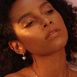 FETTERO Gold Plated Hoop Dangle Earrings Lightweight Drop Huggie Hoop Earrings for Women Hypoallergenic Earrings Dainty Wear - Heart Hoops