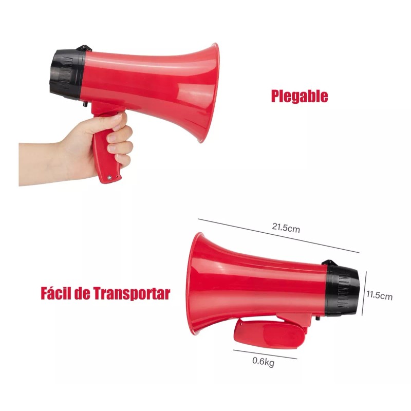 Kmow Recargable Megáfono Usb 25w Con Sirena Bluetooth Y Grabador