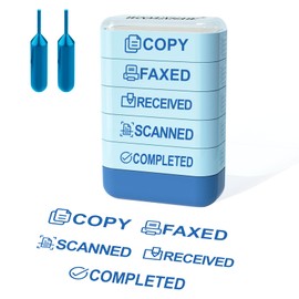 Building Blocks Office Stamps 5-Layer Stacked Office Stamps - Business Refillable Self Inking Stamp with Copy, Faxed, Received, Scanned, and Completed Stamps(2 Refill Ink Included)