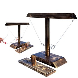 Ring Throwing Game Deluxe Wooden - The Action Ring Hook Party Game Ring Toss Hook Battle, Wooden Table Top Hook Ring Toss Game Children, Party Throwing Games Game for Family Fun Indoor/Outdoor Game