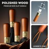 Windproof 12-Rib Auto-Opening Umbrella with Wooden Handle ? Compact Folding