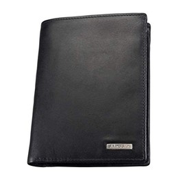Alassio Kombi Geldbörse im Hochformat, aus echtem Leder, mit Metallemblem und innen Carbonoptik Coin Pouch, 13 cm, Black (Schwarz)