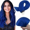 RUNATURE Microring Extensions Echthaar Blau 40cm Remy Glatt Bunt Haarverlangerung