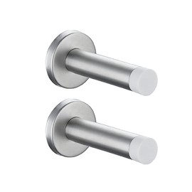 JQK Door Stopper, 304 Stainless Steel Thicken 1mm Sound Dampening Door Stop Bumper Wall Protetor 2 Pack, Brushed, DSB5-WN-P2