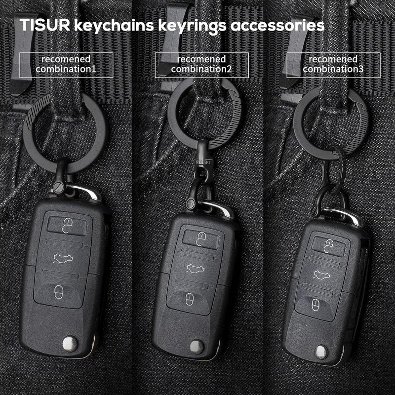 TISUR Men's Titanium Carabiner for Keycase Keychain with Key Ring