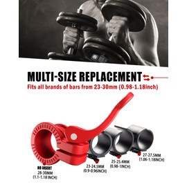ZY-HUAN Mini Barbell Clips 1 inch I1 inch Barbell Clamps I Multi-Size Adjustable Barbell CollarIQuick Release Weight Clips Pair of Locking for Dumbbell Bar（RED