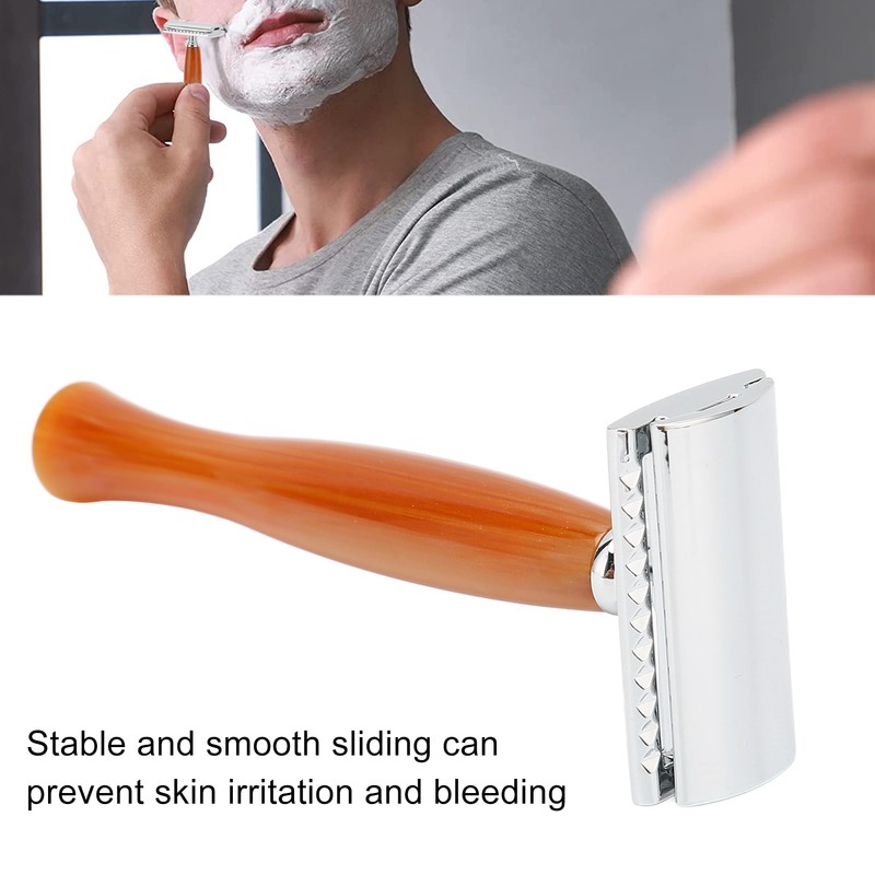 Long Handle Double Edge Safety Razor Zinc Alloy Resin Manual