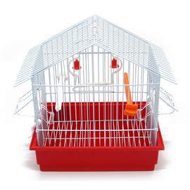 BPS BPS-1162 Metal Bird Cage Small Cage with Feeding Bowl and Drinker Bucket Jumping Swing Colour Random 27.5 x 19.5 x 30 cm