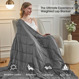 Weighted Blanket for Adults (12lbs, 48"x72" Twin Size) - Cooling Heavy Blanket for 110-130lbs with Premium Glass Beads - Soft Thick Big Blankets for All-Season Sleeping Comfort Breathable- Grey