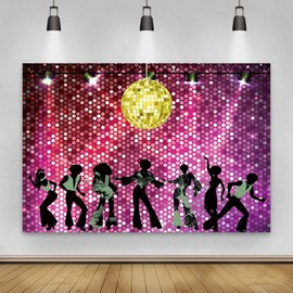 Renaiss 3 x 2 m Disco Party Background Shiny Neon Night 70s 80s 90s Disco Fever Dancer Photography Background Ballroom Music Party Decorations Accessories Photo Booth Props
