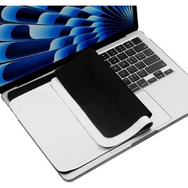 2 Pack Microfiber Liner Cleaning Cloth 15" 16" MacBook Air/MacBook Pro Screen Keyboard Imprint Protection, Keyboard Protector Compatible with MacBook Air 15.3"/MacBook Pro 15"/MacBook Pro 16"-(Bk+Gy)