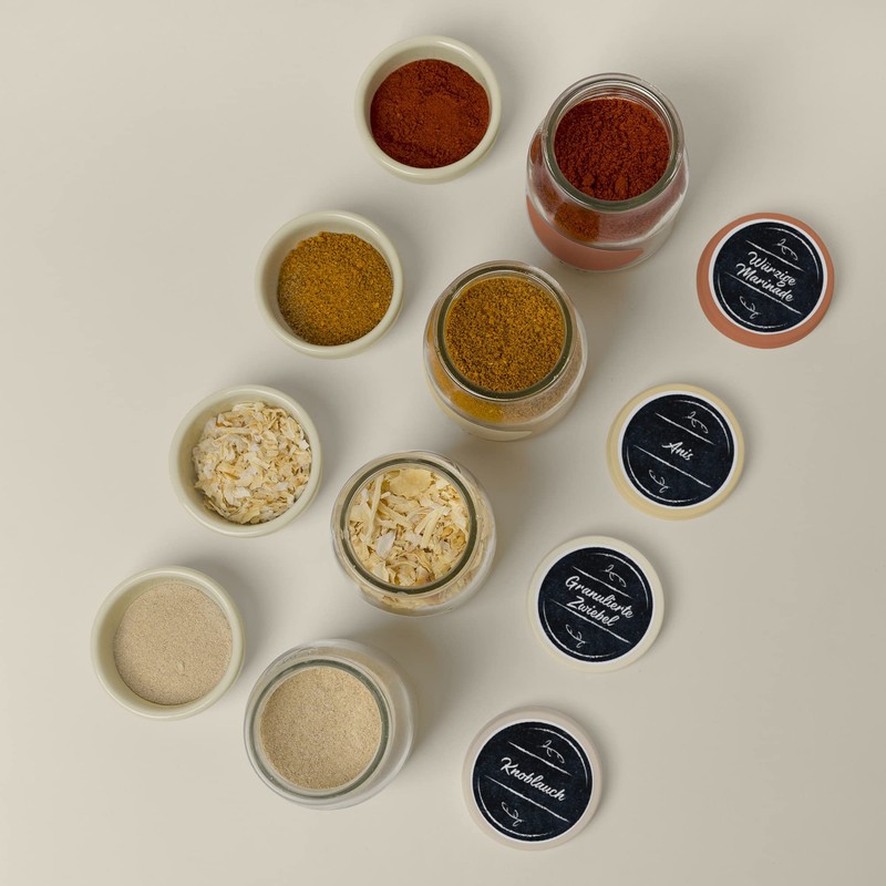 PRINT.GG Pack of 179 Spice Jar Labels Waterproof Diameter 4