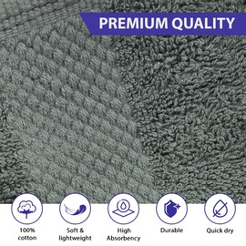 Linteum Textile Supply 6 Pack Bath Towels Set Charcoal Grey 24x48 inches 100% Ring Spun Cotton Bathroom Towel Quick Drying High Absorbent Large Towels for Daily Use, Home, Spa, Hotels and Pools