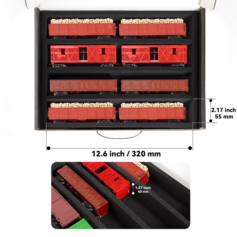Cyiwniao HO Gauge Model Train Storage Box, 4 Slots Horizontal