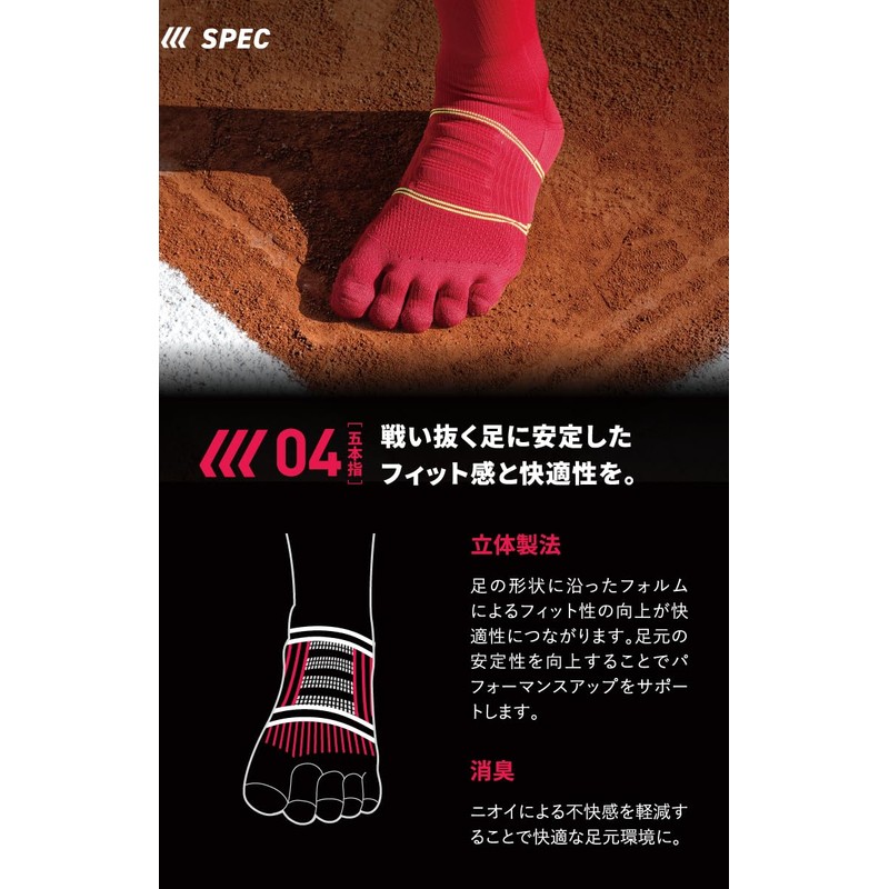 [Tabio] BASEBALL Five Finger Long Socks, Baseball Socks, Made in