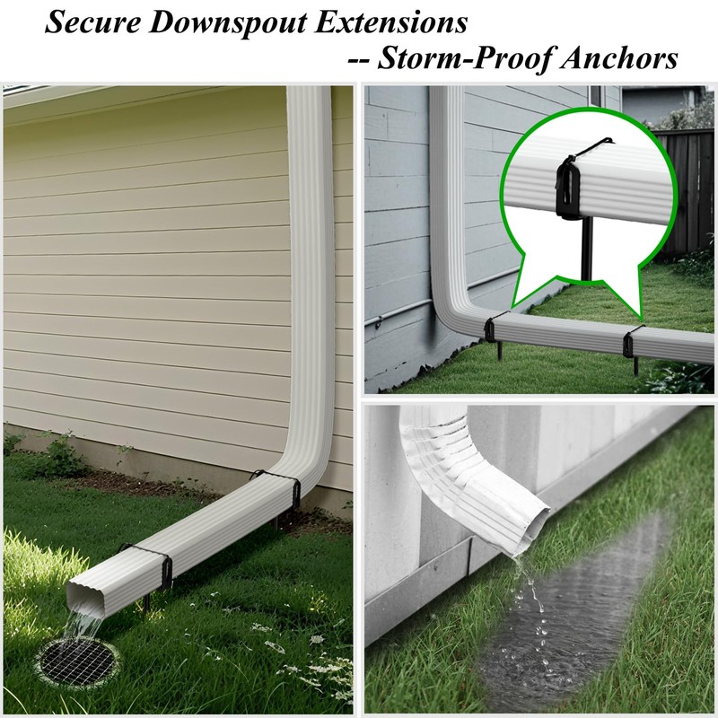 Downspout Bracket,Heavy Duty Size-Adjustable Storm-Proof Downpipe Bracket with Rust-Resistant Coating-Solid