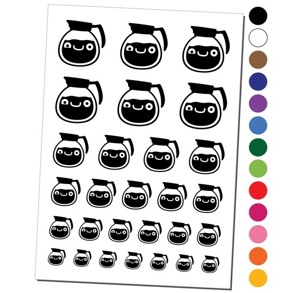 Cute Kawaii Caffeinated Coffee Pot Temporary Tattoo Water Resistant Fake