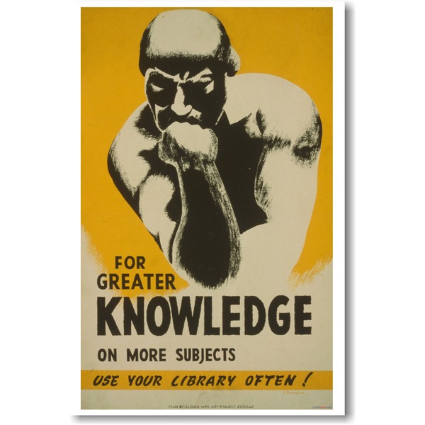 For Greater Knowledge - Use Your Library Often - Vintage Reprint Poster