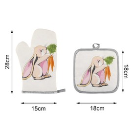 Kitchen Oven Mitts and Pot Holders Set,Pot Holders for Kitchen,Oven Mitt,Spring Cute Bunny Rabbit Print Oven Gloves and Pot Holders, Oven Gloves Mit Hot Pads for Kitchen Cooking Baking. Easter Gifts