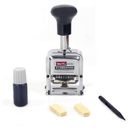 Self Inking Number Stamp Yipgou 7 Digits Automatic Numbering Machine Metal Number Stamps Kit Home Office School Desktop Stationery for Numbering Consecutive, Duplicate with Digit Pen and Ink Pad