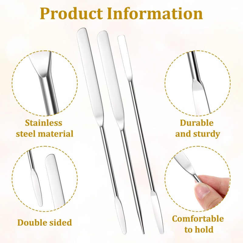 LIQWEI 3 Pcs Makeup Spatula Foundation Spatula, Stainless Steel Facial