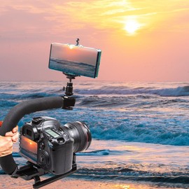HWAMART Camera Smartphone Stabilizer, Video Action Stabilizing Handle, Handheld Stabilizer Grip with Hot Shoe Cellphone Clip Holder, Compatible with All Camera, Camcorder, Action Camera