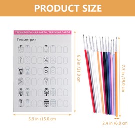 Mobestech Nail Art Practice Sheet 12Pcs Nail Art Book Design Practice With 12Pcs Nail Liner Pen Lines Drawing Painting Template Learning Book Manicure Tools for Nail Art Beginner
