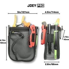 Joey Pouch PRO | Clip-On Tool Belt Bag for Tools, Screws, and Nails - Great for an Electrician, HVAC Tech, Plumber, Carpenter, Contractor, Handy Man, and Any Tradesperson - Metal Clip