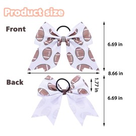 Football Hair Bow for Women Girls Football Ponytail Holders for Sports Lover 8in Sports Themed Bow Knot Footballs Cheer Bows for Cheerleaders Sports Themed Ponytail Holders for Teens Girls