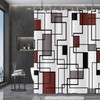 GCIREC Modern Abstract Burgundy Shower Curtain, Burgundy Grey Black Geometric