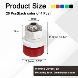 MECCANIXITY 5 Pcs Banana Jack, 5A 4 x 2mm Panel Mount Banana Female Panel Socket Jack, 2mm Binding Post Adapter for Banana Plug Connectors, 5 Colors