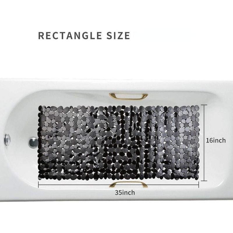 Non-Slip Pebble Bathtub Mat Black 16 W x 35 L