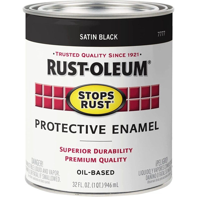 Rust-Oleum 7777502 Protective Enamel Paint Stops Rust, 32oz, Black Satin