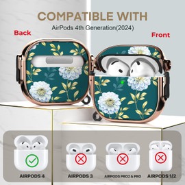Maxjoy for AirPod 4 Case with Lock, Floral AirPod 4th Generation case Lock Protective Soft Case for AirPod 4 Gen for Women Men with Keychain for Airpods 4th Generation Charging Case 2024
