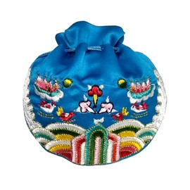 Seoulful Vintage Korean Embroidered Bokjumeoni - Traditional Lucky Pouch - Hanbok Fortune Chuseok Gifts Bag (Blue)