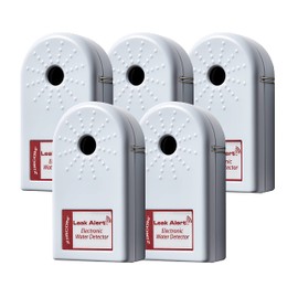 Zircon Leak Alert Water Leak Detector & Flood Sensor Alarm/Water Leak Sensor with Dual Leak Alarms 90dB Audio/Battery Powered (5 Pack) Batteries Not Incuded, (72310)