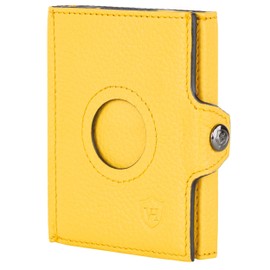 VON HEESEN Slim Wallet with RFID Protection - Mini Wallet Men & Women Small - Credit Card Holder - Wallet Small, yellow, XL coin compartment & Airtag compartment, XL coin compartment and airtag