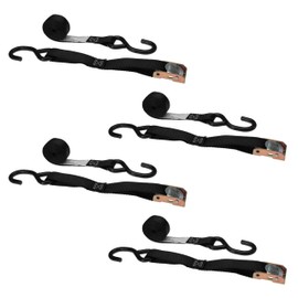 US Cargo Control 1 Inch X 6 Foot Motorcycle Cam Buckle Strap with S-Hooks, Secure Motorcycles, Dirt Bikes, ATVs, Snowmobiles, and More, Works Great with L Track Systems, 4 Pack
