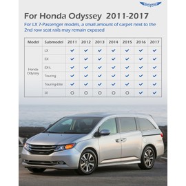 Floor Mats & Cargo Liner for Honda Odyssey 2011-2017, 3 PCS for LX (7-Passenger) Full Set Car Mat All Weather Trunk Mat Custom Fit for Honda Odyssey Accessories 2017 2016 2015 2014 2013 2012 2011