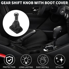 TUCKBOLD 6 Speed Manual Gear Shift Knob with Cover for Volkswagen Golf Mk No.1J0711113C | Gearbox Stick Shifter Lever Knob Black Plastic Faux Leather 1 Pcs