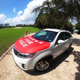 [Hood's Flags] for Sale Car Hood Cover 63"x47" (160x120cm) – Bold Advertising Banner for Dealerships or Private Sellers – Reusable Polyester Spandex – Weather-Resistant with Secure Fasteners