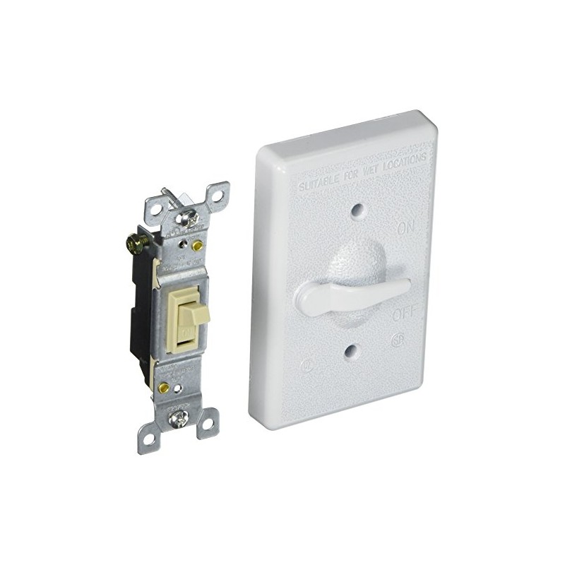 Hubbell 5121-1 Bell 1-Gang Vertical Lever Switch Weatherproof Cover, White